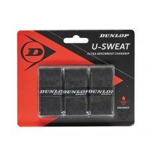 Dunlop Overgrip U Sweat 0.5mm - feuchtigkeitsabsorbierend, griffig - schwarz - 3 Stück